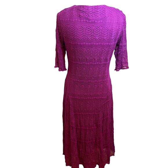 Rabbit Rabbit Rabbit Designs| Elegant Magenta Lace MIDI Dress | Sz 10 - Picture 2 of 7